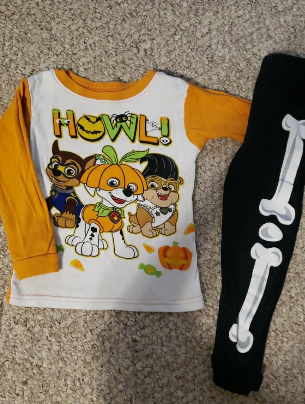 Paw Patrol Howl! Pumpkin Pals Kids Halloween Pajama Set - Orange & Black 4T